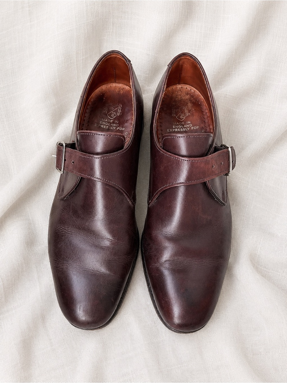 Mauri England Burgundy Leather Monk Strap Dress Shoes Men’s US 8.5